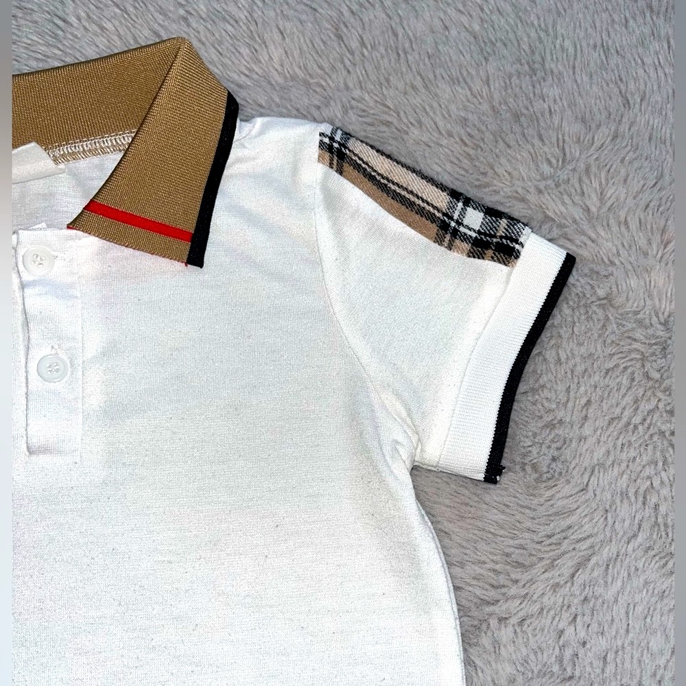 Toddler Boys Contrast Collar Plaid Panel Polo Shirt